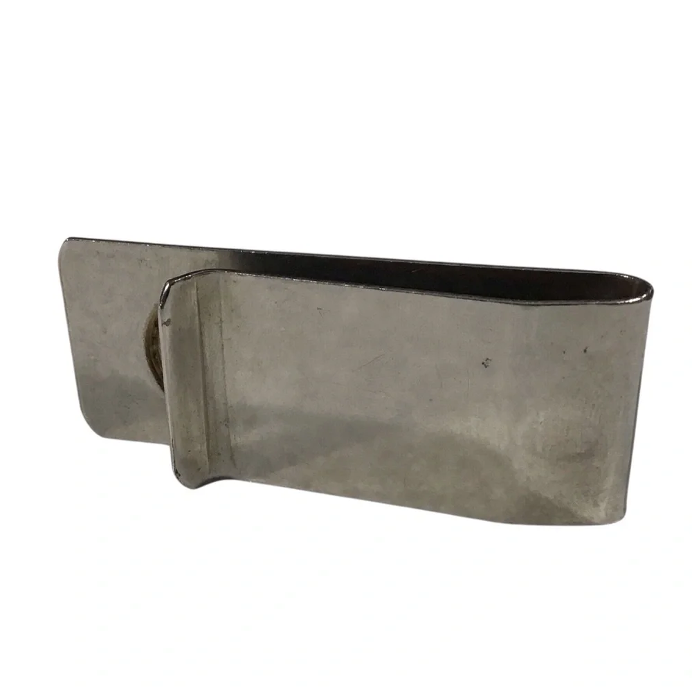 Money Clip Mother Of Pearl Vintage Silver Tone Vintage